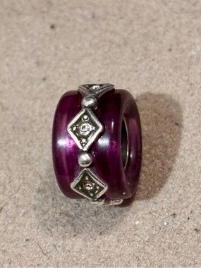 🆕Listing! Brighton Soleil resin bead in Purple Silver & crystal accents Retired